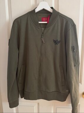 Sportmode Olive Zip-Up Bomber Sweater Jacket